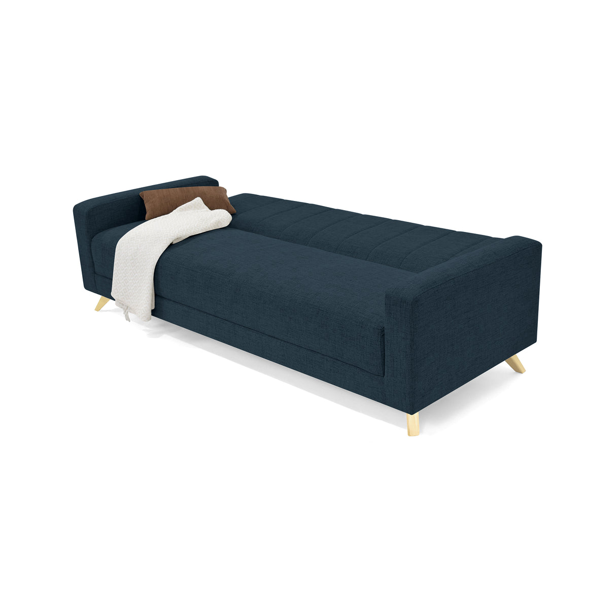 Sofá Cama Dominic Plomo Eureka y Matiz Natural 206x80cm de Tres Puestos Reclinable con Apoya Brazos