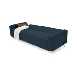 Sofá Cama Dominic Plomo Eureka y Matiz Natural 206x80cm de Tres Puestos Reclinable con Apoya Brazos
