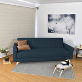Sofá Cama Dominic Plomo Eureka y Matiz Natural 206x80cm de Tres Puestos Reclinable con Apoya Brazos