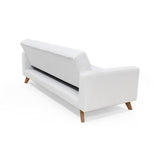 Sofá Cama Dominic Blanco Shaggy y Matiz Natural 206x80cm de Tres Puestos Reclinable con Apoya Brazos