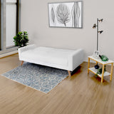 Sofá Cama Dominic Blanco Shaggy y Matiz Natural 206x80cm de Tres Puestos Reclinable con Apoya Brazos