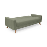 Sofá Cama Dominic Verde Shaggy y Matiz Natural 206x80cm de Tres Puestos Reclinable con Apoya Brazos