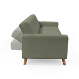 Sofá Cama Dominic Verde Shaggy y Matiz Natural 206x80cm de Tres Puestos Reclinable con Apoya Brazos