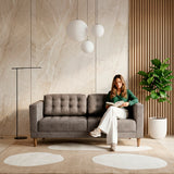 Sofá Donatello Taupe Sky y Matiz Caoba 183x81cm de Tres Puestos sin Apoya Brazos