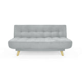 Sofá Cama Gales Plata Denver y Matiz Natural 180x84cm de Tres Puestos Reclinable sin Apoya Brazos