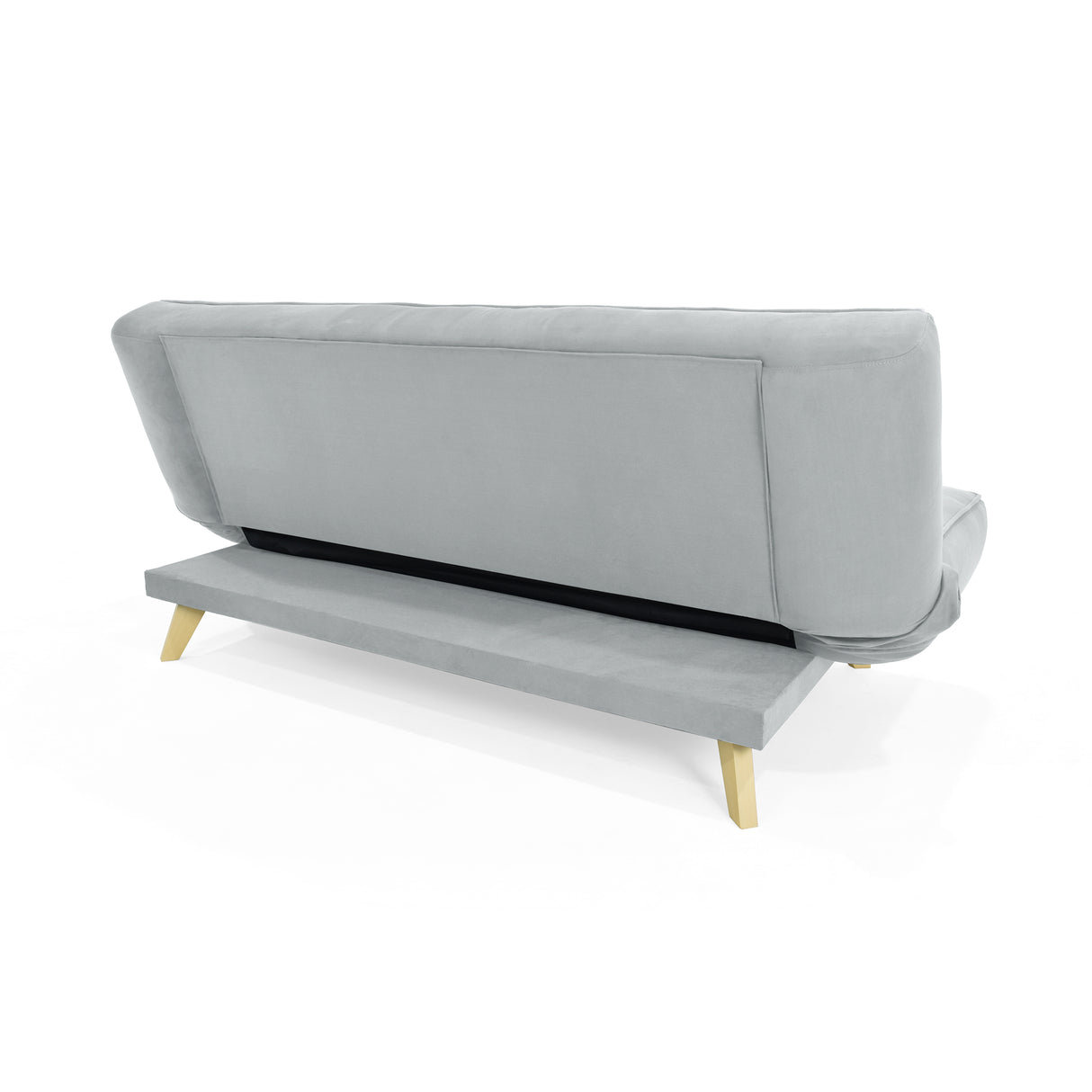 Sofá Cama Gales Plata Denver y Matiz Natural 180x84cm de Tres Puestos Reclinable sin Apoya Brazos