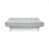 Sofá Cama Gales Plata Denver y Matiz Natural 180x84cm de Tres Puestos Reclinable sin Apoya Brazos