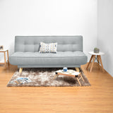 Sofá Cama Gales Plata Denver y Matiz Natural 180x84cm de Tres Puestos Reclinable sin Apoya Brazos