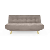 Sofá Cama Gales Taupe Denver y Matiz Natural 180x84cm de Tres Puestos Reclinable sin Apoya Brazos