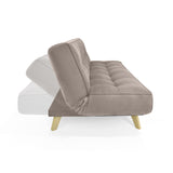 Sofá Cama Gales Taupe Denver y Matiz Natural 180x84cm de Tres Puestos Reclinable sin Apoya Brazos