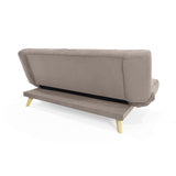 Sofá Cama Gales Taupe Denver y Matiz Natural 180x84cm de Tres Puestos Reclinable sin Apoya Brazos