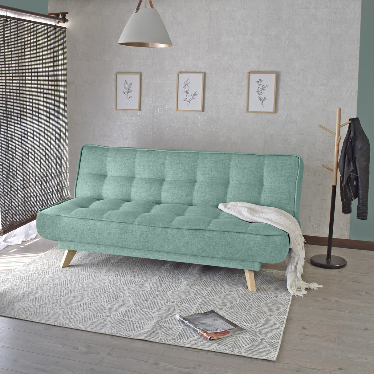 Sofá Cama Gales Aqua Dicosta y Matiz Natural 180x84cm de Tres Puestos Reclinable sin Apoya Brazos