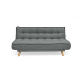 Sofá Cama Gales Gris Dicosta y Matiz Natural 180x84cm de Tres Puestos Reclinable sin Apoya Brazos