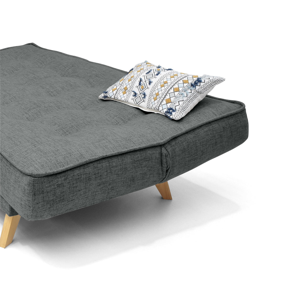 Sofá Cama Gales Gris Dicosta y Matiz Natural 180x84cm de Tres Puestos Reclinable sin Apoya Brazos