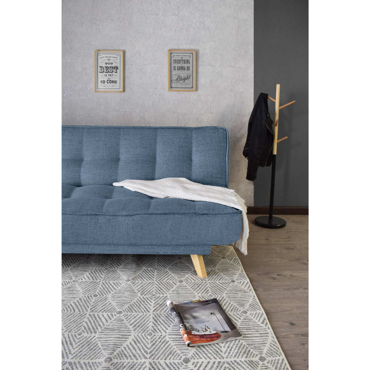 Sofá Cama Gales Índigo Dicosta y Matiz Natural 180x84cm de Tres Puestos Reclinable sin Apoya Brazos