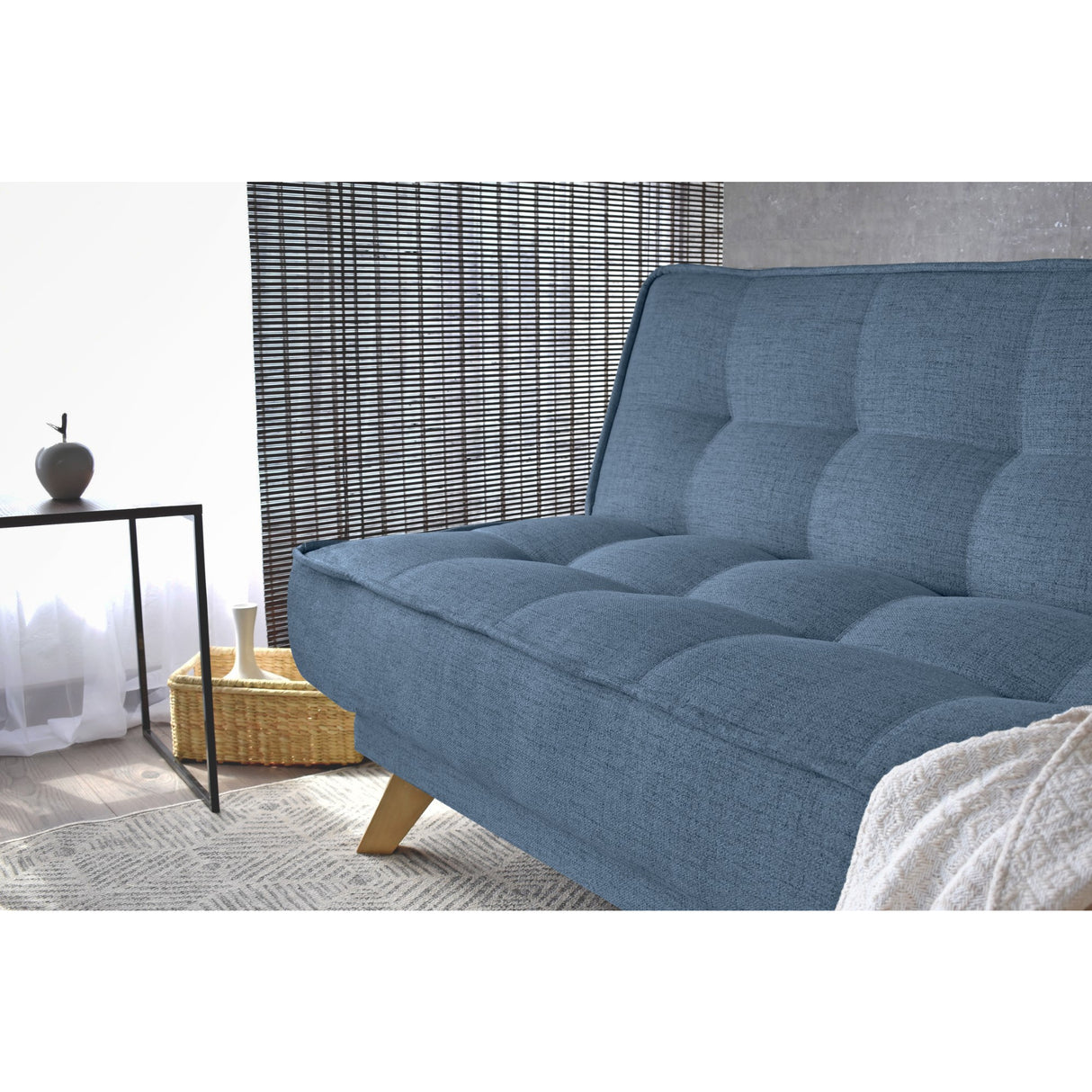 Sofá Cama Gales Índigo Dicosta y Matiz Natural 180x84cm de Tres Puestos Reclinable sin Apoya Brazos