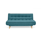 Sofá Cama Gales Petróleo Eureka y Matiz Natural 180x84cm de Tres Puestos Reclinable sin Apoya Brazos