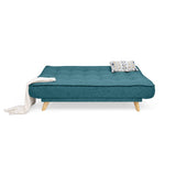 Sofá Cama Gales Petróleo Eureka y Matiz Natural 180x84cm de Tres Puestos Reclinable sin Apoya Brazos