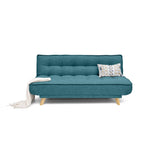 Sofá Cama Gales Petróleo Eureka y Matiz Natural 180x84cm de Tres Puestos Reclinable sin Apoya Brazos