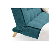 Sofá Cama Gales Petróleo Eureka y Matiz Natural 180x84cm de Tres Puestos Reclinable sin Apoya Brazos