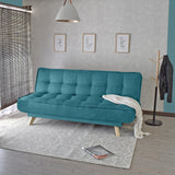 Sofá Cama Gales Petróleo Eureka y Matiz Natural 180x84cm de Tres Puestos Reclinable sin Apoya Brazos