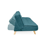 Sofá Cama Gales Petróleo Eureka y Matiz Natural 180x84cm de Tres Puestos Reclinable sin Apoya Brazos