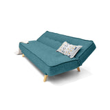 Sofá Cama Gales Petróleo Eureka y Matiz Natural 180x84cm de Tres Puestos Reclinable sin Apoya Brazos