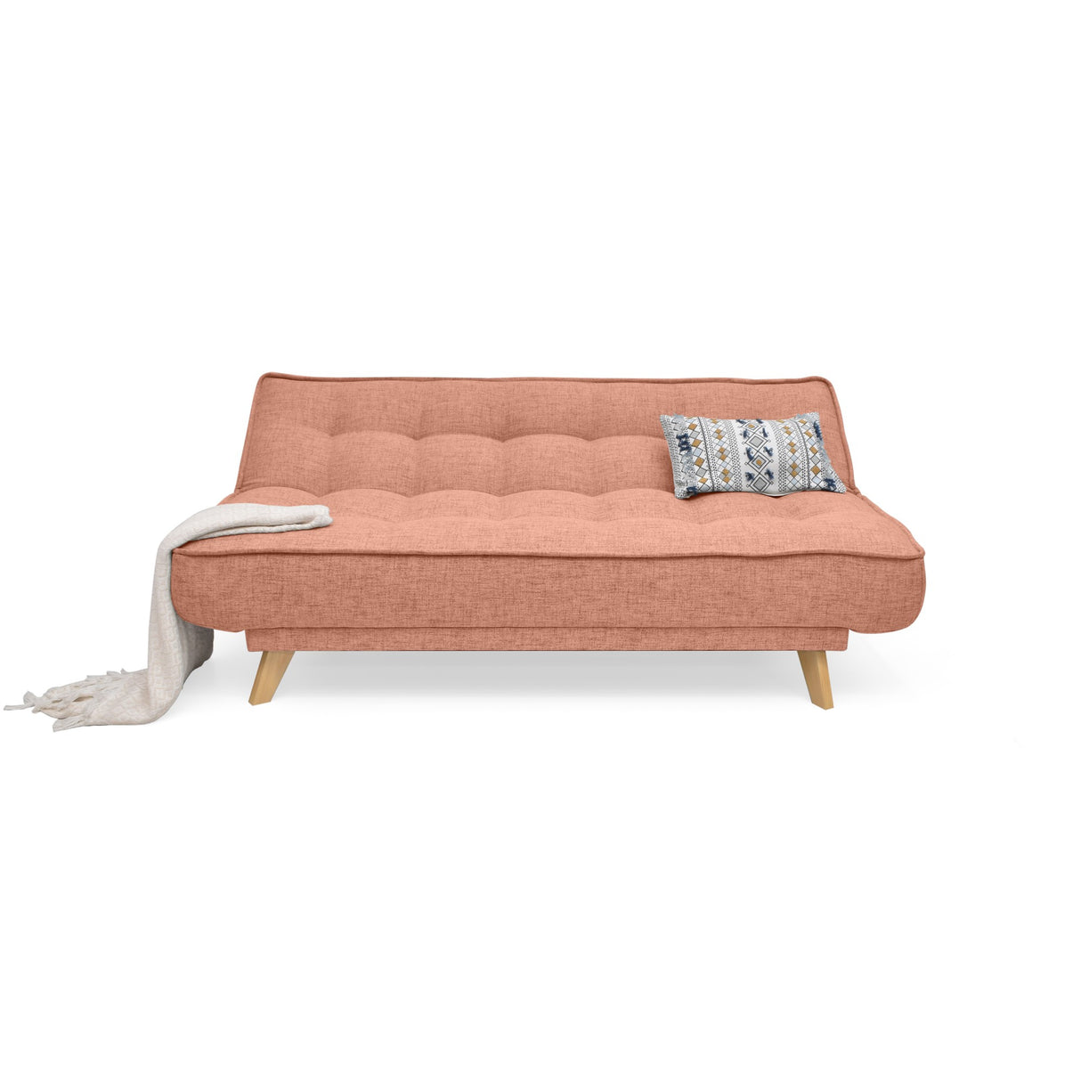 Sofá Cama Gales Salmón Dicosta y Matiz Natural 180x84cm de Tres Puestos Reclinable sin Apoya Brazos