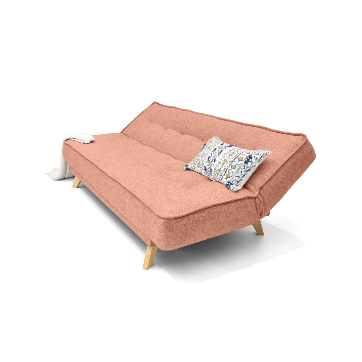 Sofá Cama Gales Salmón Dicosta y Matiz Natural 180x84cm de Tres Puestos Reclinable sin Apoya Brazos