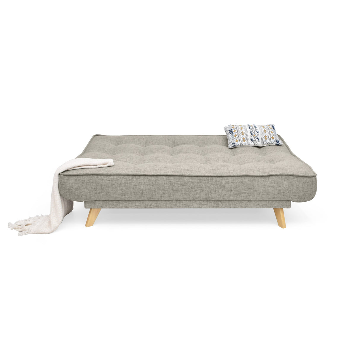 Sofá Cama Gales Taupe Dicosta y Matiz Natural 180x84cm de Tres Puestos Reclinable sin Apoya Brazos