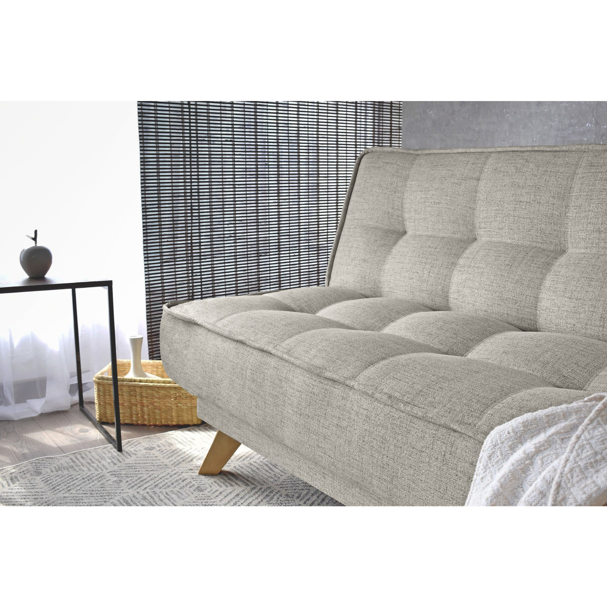 Sofá Cama Gales Taupe Dicosta y Matiz Natural 180x84cm de Tres Puestos Reclinable sin Apoya Brazos