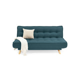 Sofá Cama Gales Azul Duster y Matiz Natural 180x84cm de Tres Puestos Reclinable sin Apoya Brazos