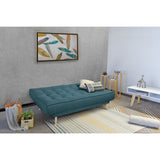 Sofá Cama Gales Azul Duster y Matiz Natural 180x84cm de Tres Puestos Reclinable sin Apoya Brazos
