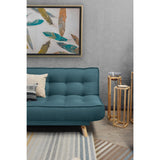 Sofá Cama Gales Azul Duster y Matiz Natural 180x84cm de Tres Puestos Reclinable sin Apoya Brazos