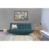 Sofá Cama Gales Azul Duster y Matiz Natural 180x84cm de Tres Puestos Reclinable sin Apoya Brazos