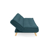 Sofá Cama Gales Azul Duster y Matiz Natural 180x84cm de Tres Puestos Reclinable sin Apoya Brazos