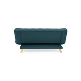 Sofá Cama Gales Azul Duster y Matiz Natural 180x84cm de Tres Puestos Reclinable sin Apoya Brazos