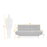 Sofá Cama Gales Beige Duster y Matiz Natural 180x84cm de Tres Puestos Reclinable sin Apoya Brazos