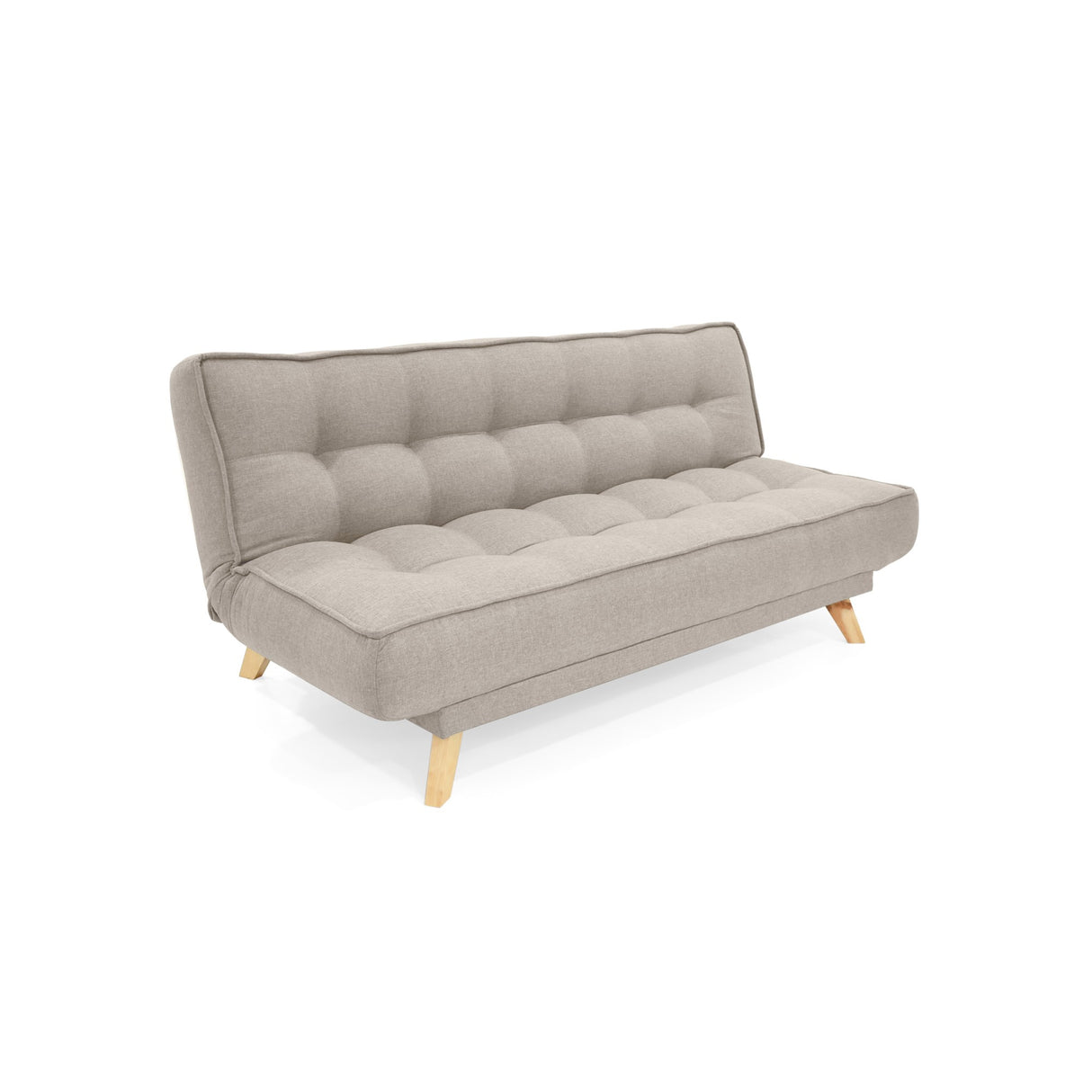 Sofá Cama Gales Beige Duster y Matiz Natural 180x84cm de Tres Puestos Reclinable sin Apoya Brazos