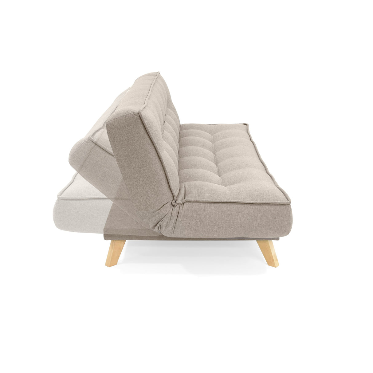 Sofá Cama Gales Beige Duster y Matiz Natural 180x84cm de Tres Puestos Reclinable sin Apoya Brazos