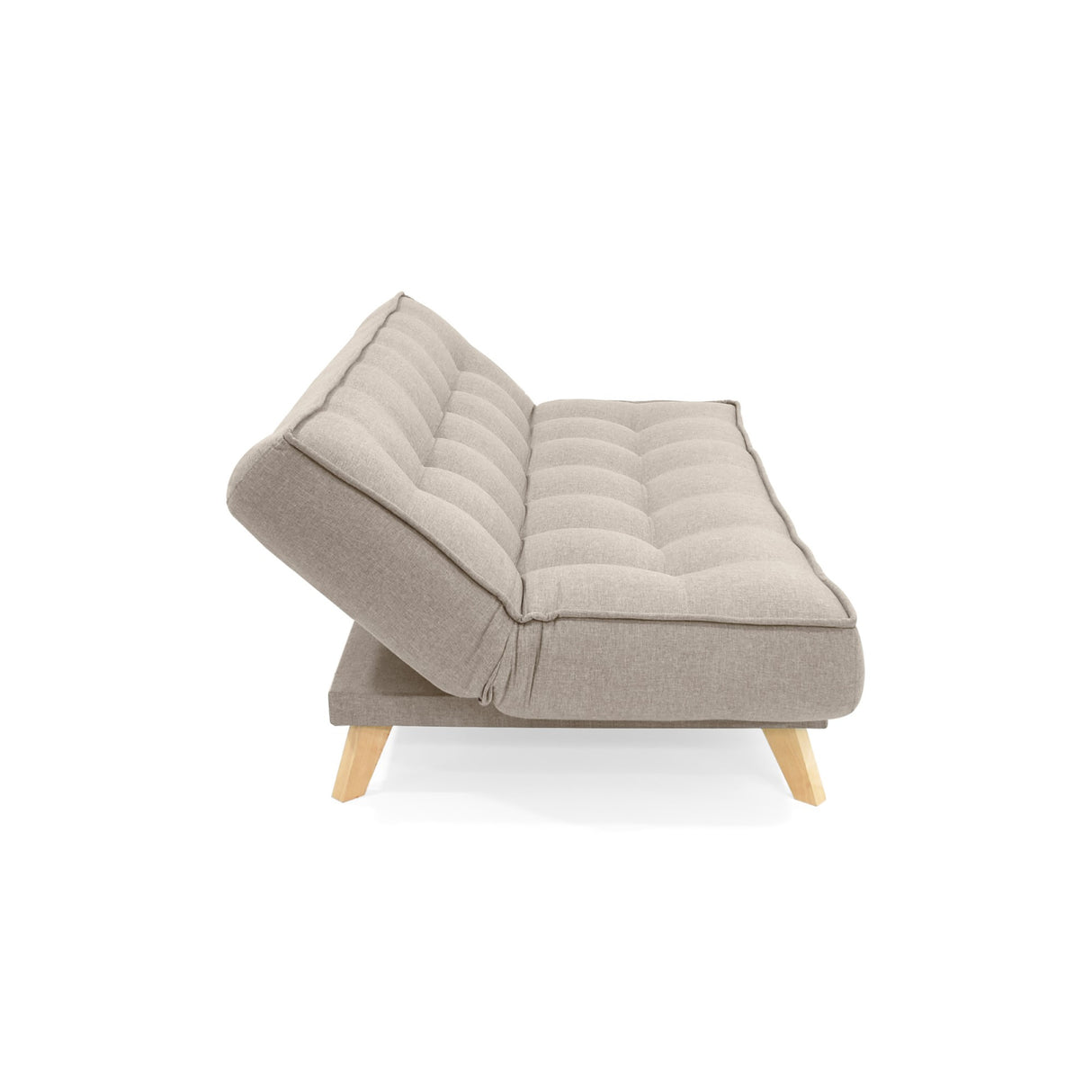 Sofá Cama Gales Beige Duster y Matiz Natural 180x84cm de Tres Puestos Reclinable sin Apoya Brazos