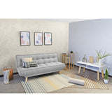 Sofá Cama Gales Plata Duster y Matiz Natural 180x84cm de Tres Puestos Reclinable sin Apoya Brazos
