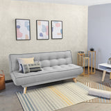 Sofá Cama Gales Plata Duster y Matiz Natural 180x84cm de Tres Puestos Reclinable sin Apoya Brazos