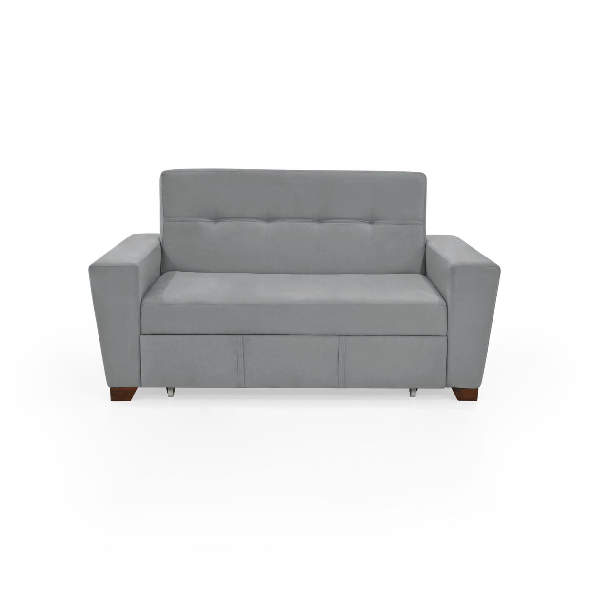 Sofá Cama Hamburgo Gris Denver y Matiz Wengue 160x86cm de Dos Puestos Reclinable sin Apoya Brazos
