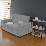Sofá Cama Hamburgo Gris Denver y Matiz Wengue 160x86cm de Dos Puestos Reclinable sin Apoya Brazos