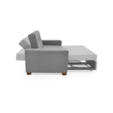 Sofá Cama Hamburgo Gris Denver y Matiz Wengue 160x86cm de Dos Puestos Reclinable sin Apoya Brazos