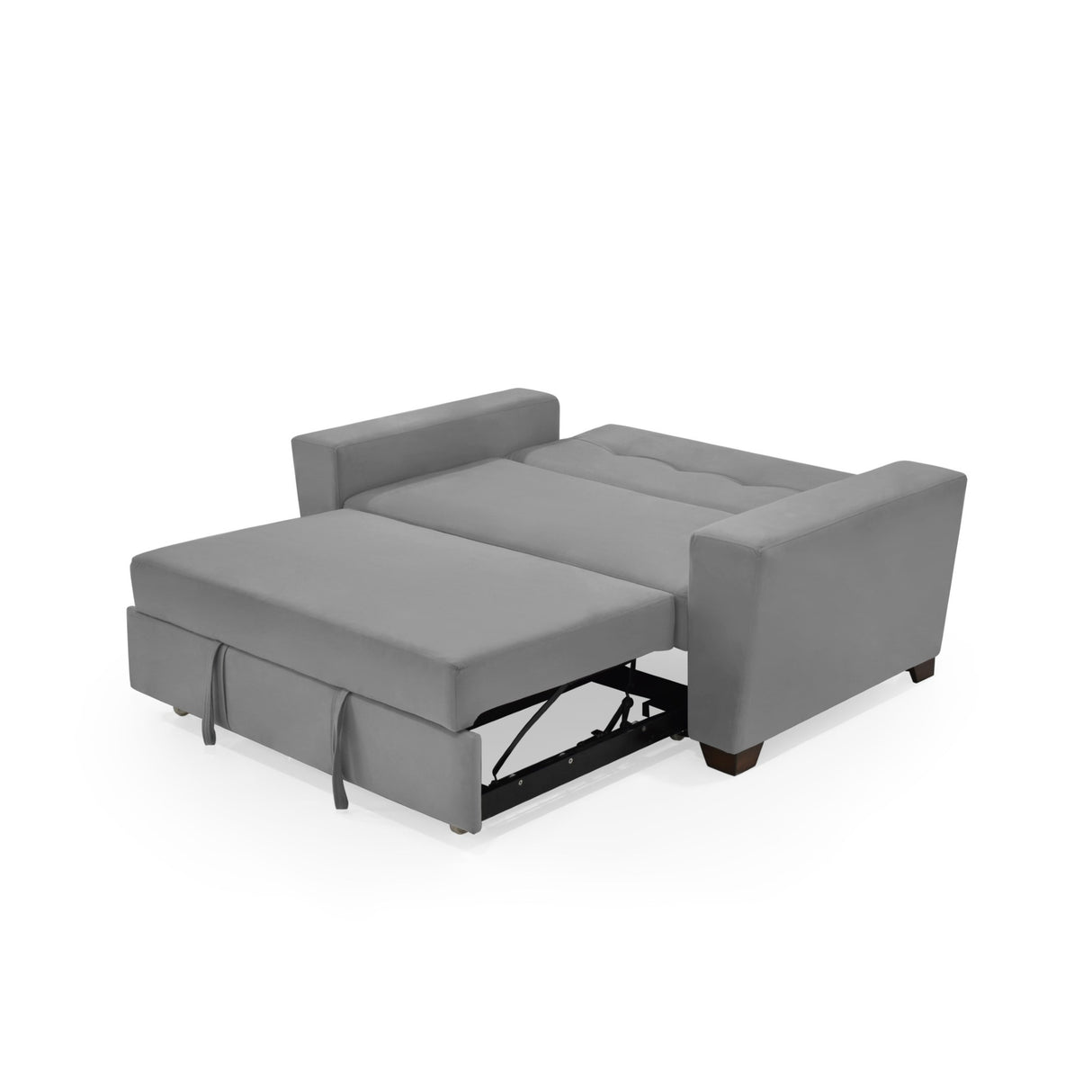 Sofá Cama Hamburgo Gris Denver y Matiz Wengue 160x86cm de Dos Puestos Reclinable sin Apoya Brazos