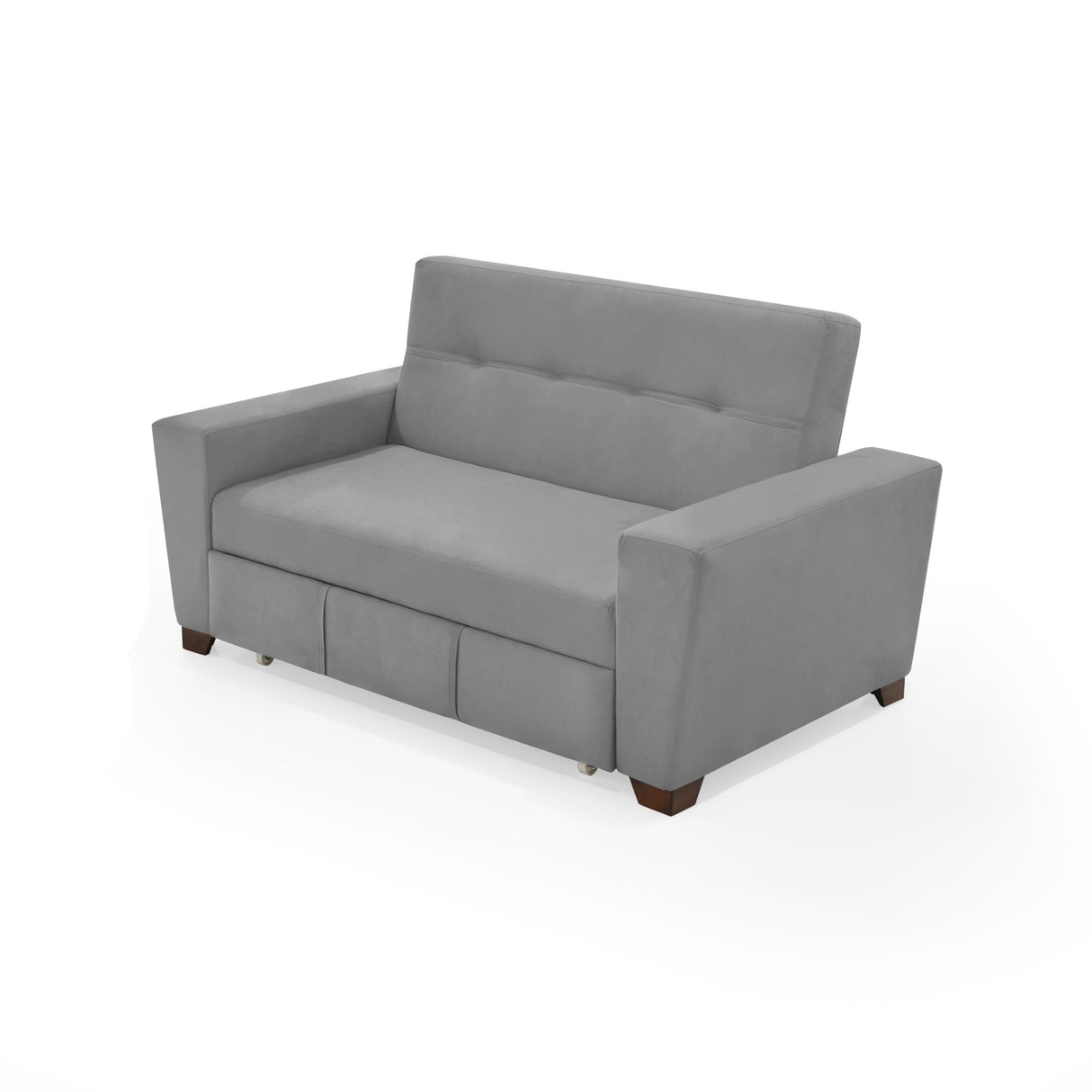 Sofá Cama Hamburgo Gris Denver y Matiz Wengue 160x86cm de Dos Puestos Reclinable sin Apoya Brazos