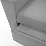 Sofá Cama Hamburgo Gris Denver y Matiz Wengue 160x86cm de Dos Puestos Reclinable sin Apoya Brazos