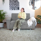 Sofá Cama Hamburgo Gris Denver y Matiz Wengue 160x86cm de Dos Puestos Reclinable sin Apoya Brazos